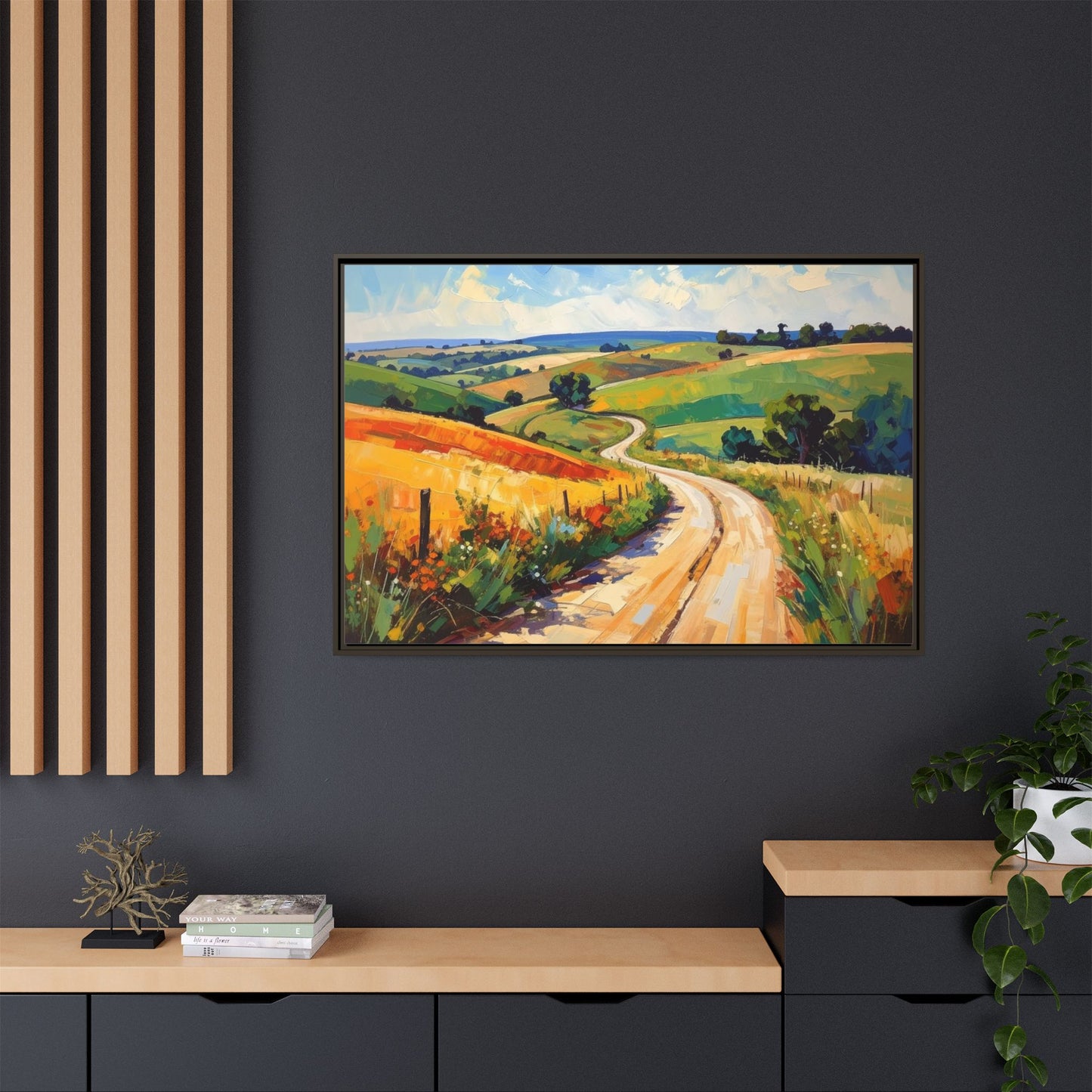 Lazy Country Road #3 - Framed Canvas