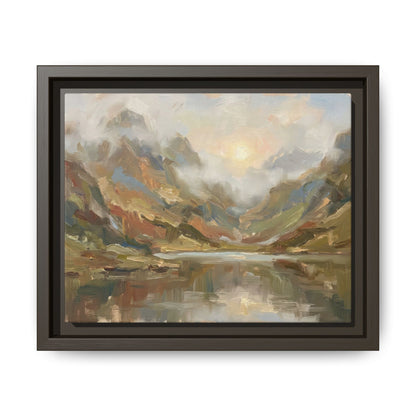 Misty Mountain Lake - Framed Canvas