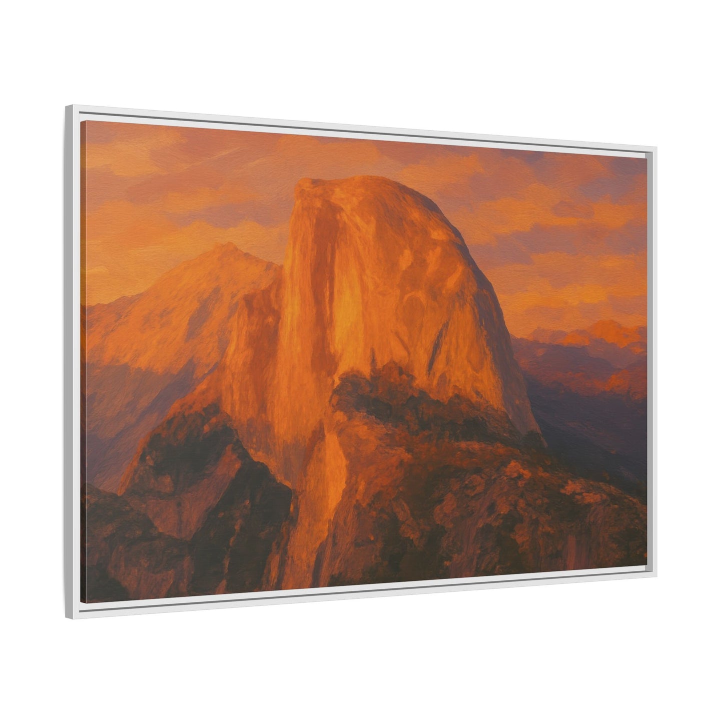 Sunset Over Half Dome - Framed Canvas