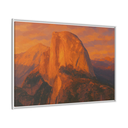 Sunset Over Half Dome - Framed Canvas