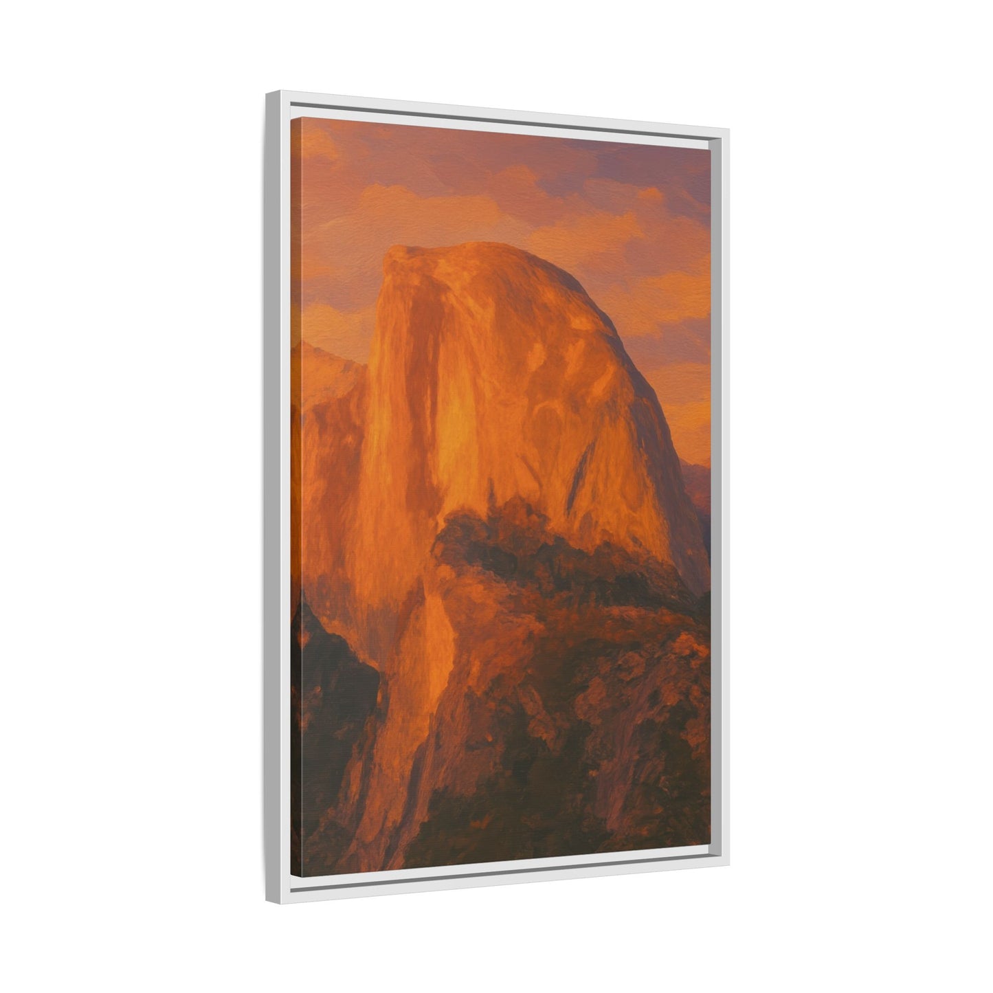 Sunset Over Half Dome - Framed Canvas