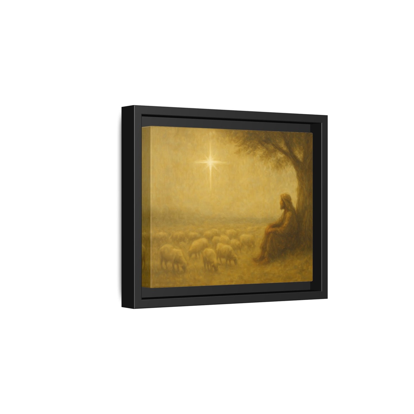 Shepherd In The Field - Framed Canvas
