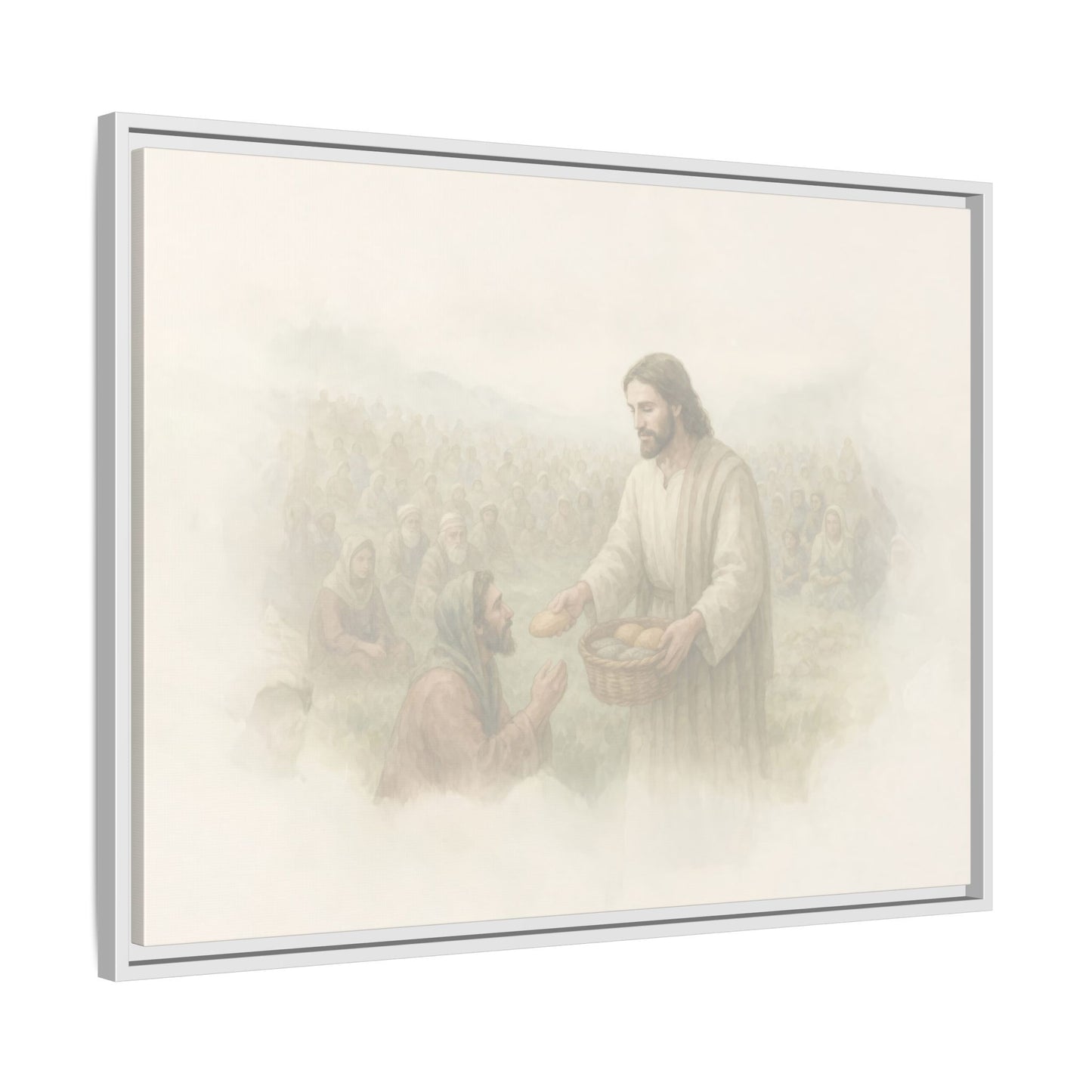 Jesus Feeds The 5,000 - Framed Canvas