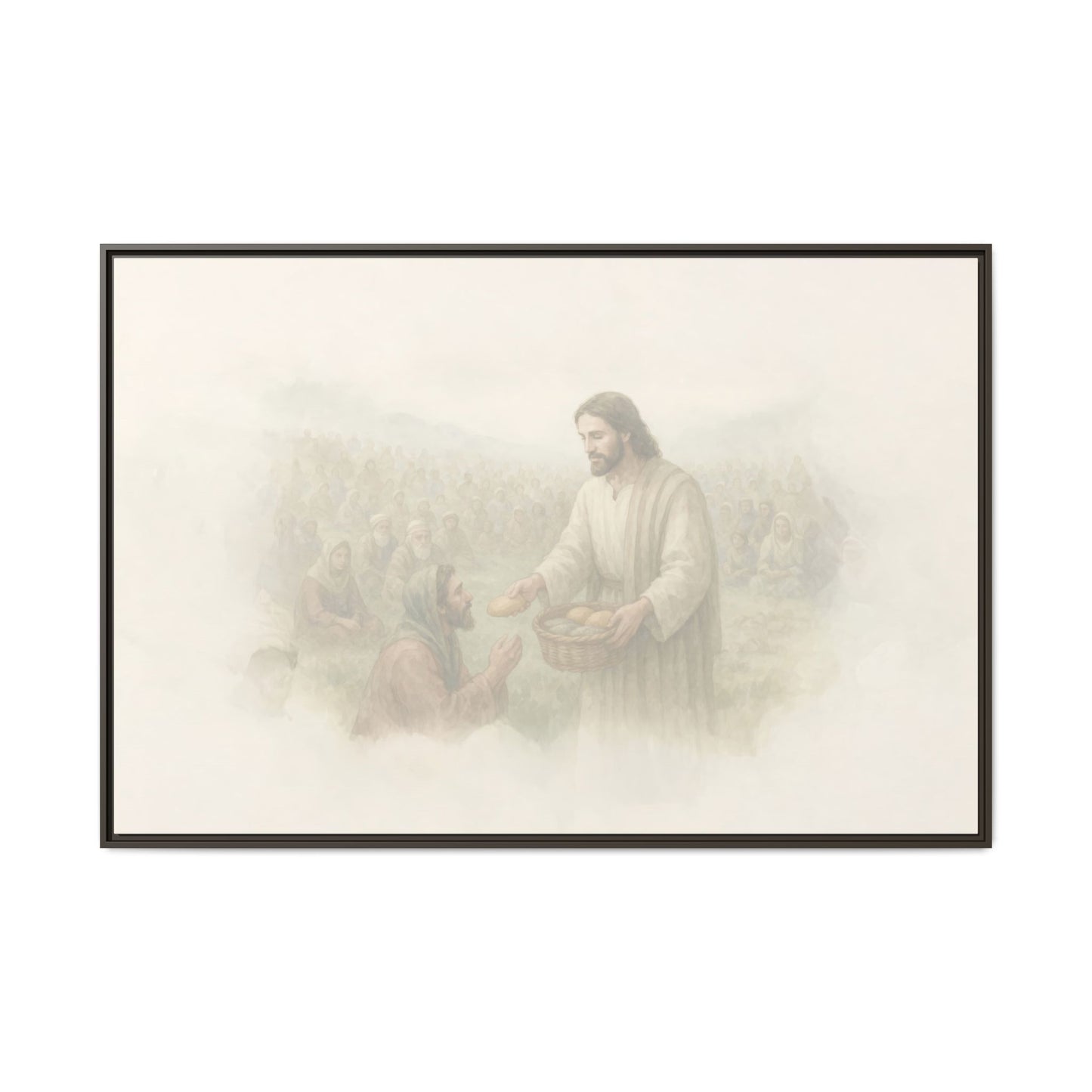 Jesus Feeds The 5,000 - Framed Canvas