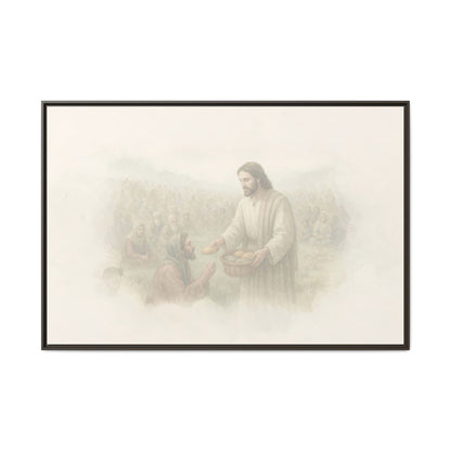 Jesus Feeds The 5,000 - Framed Canvas
