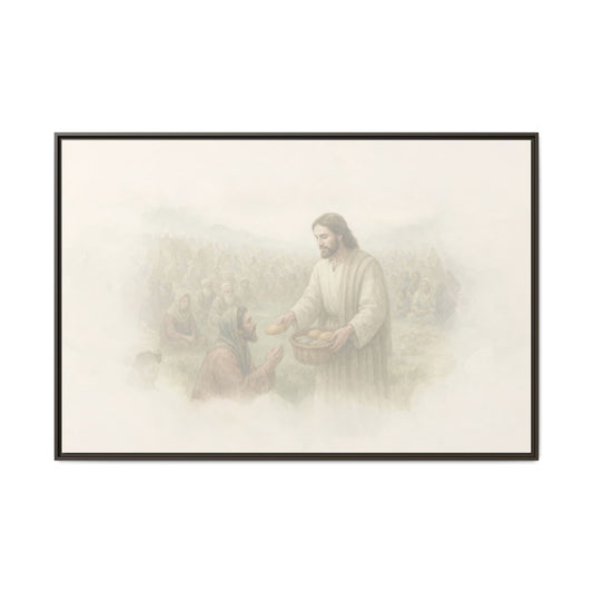 Jesus Feeds The 5,000 - Framed Canvas