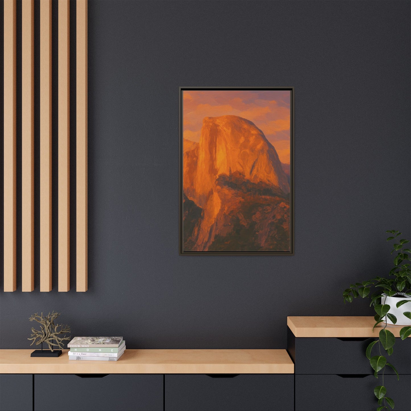 Sunset Over Half Dome - Framed Canvas