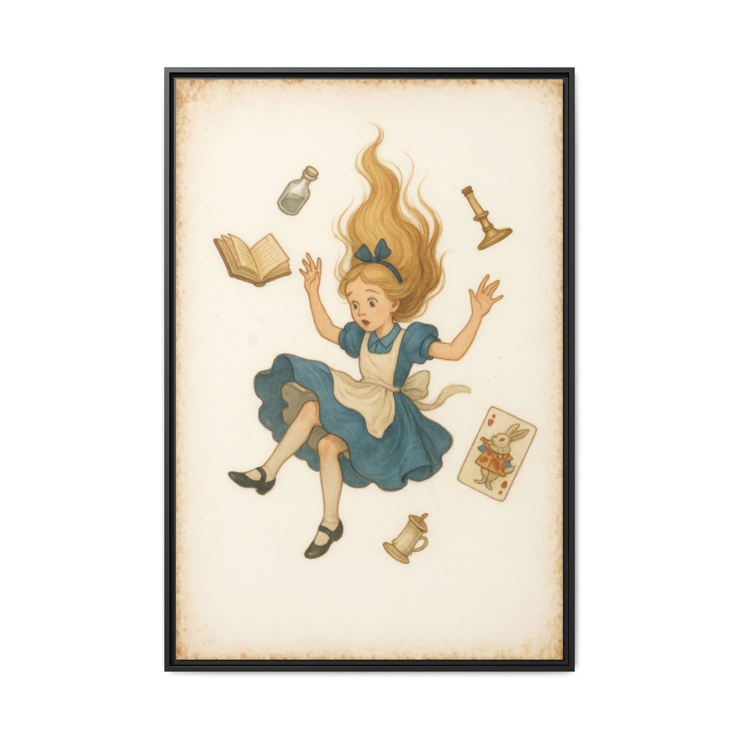 Alice Down the Rabbit Hole - Framed Canvas