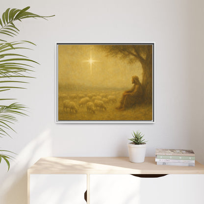 Shepherd In The Field - Framed Canvas