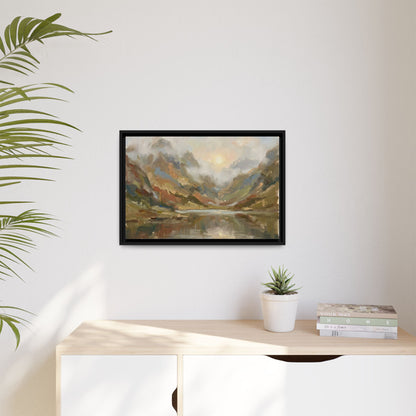 Misty Mountain Lake - Framed Canvas