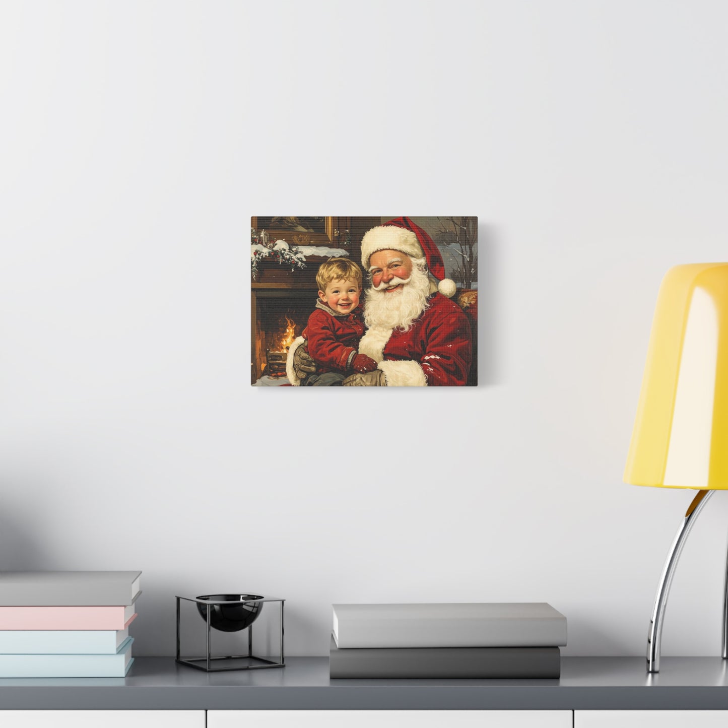 Vintage Santa with Little Boy - Canvas
