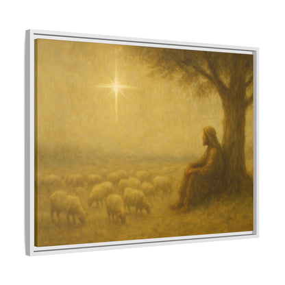 Shepherd In The Field - Framed Canvas