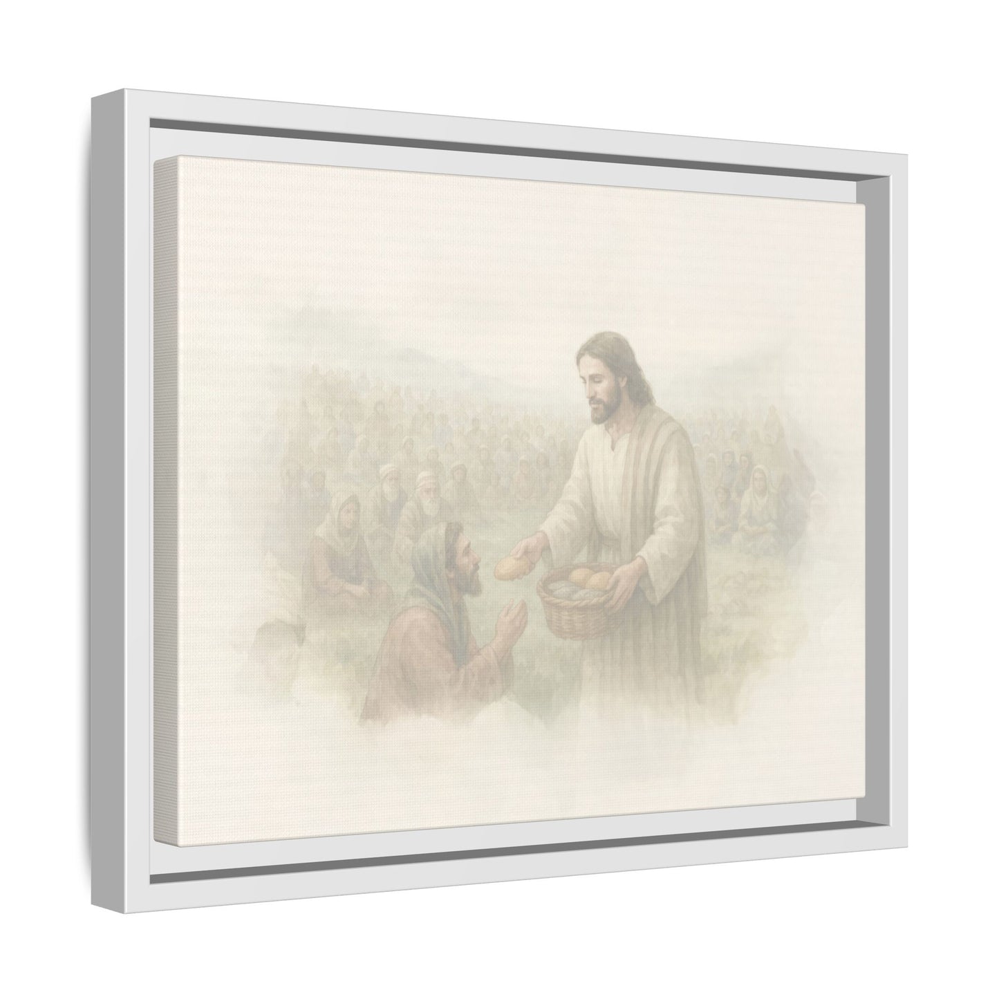 Jesus Feeds The 5,000 - Framed Canvas