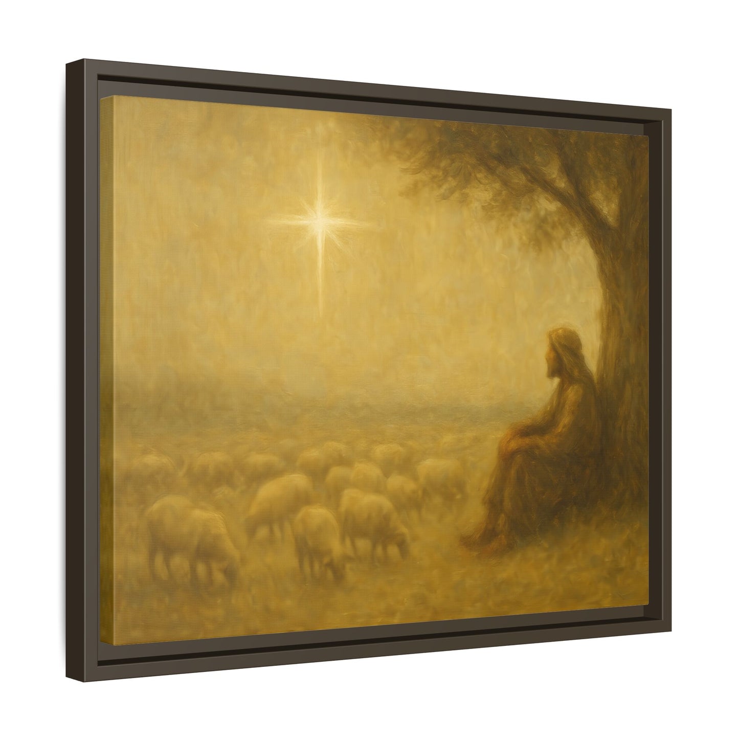 Shepherd In The Field - Framed Canvas
