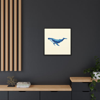 Blue Whale Watercolor - Framed Canvas