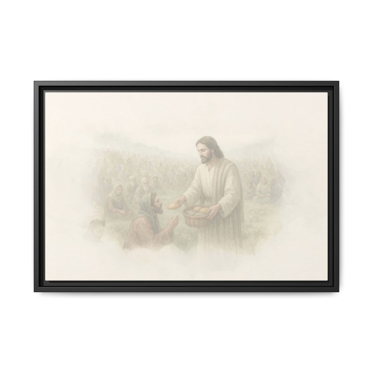 Jesus Feeds The 5,000 - Framed Canvas