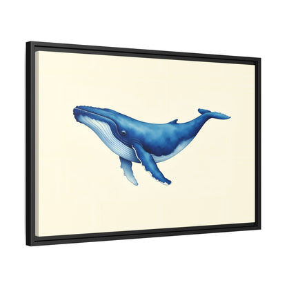 Blue Whale Watercolor - Framed Canvas