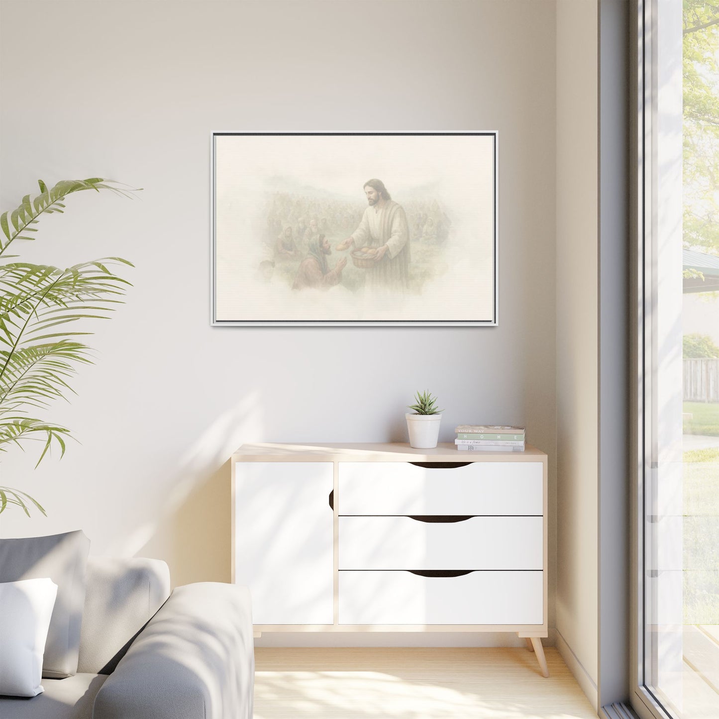 Jesus Feeds The 5,000 - Framed Canvas