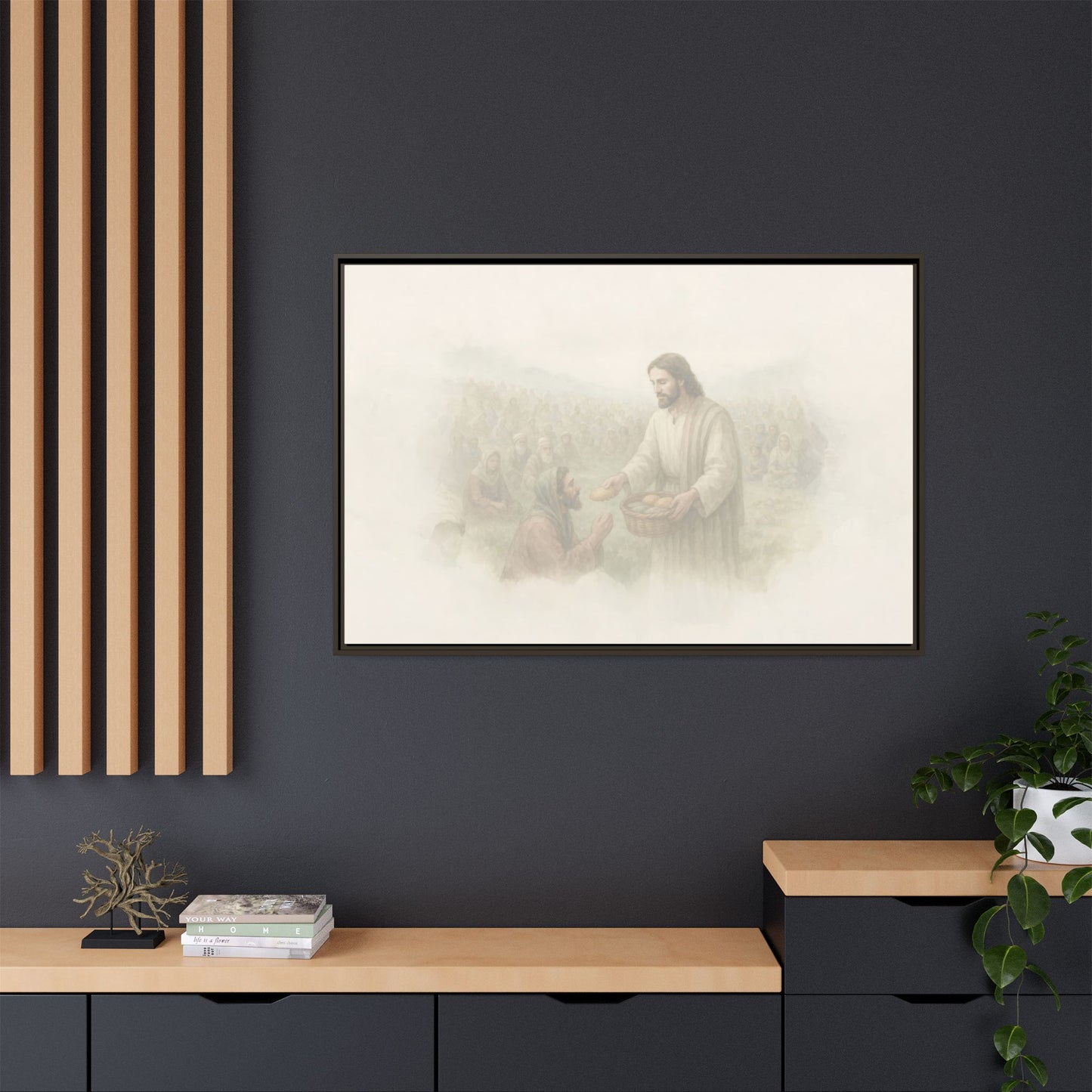 Jesus Feeds The 5,000 - Framed Canvas