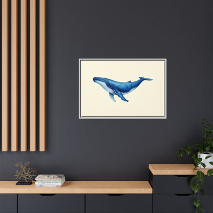 Blue Whale Watercolor - Framed Canvas