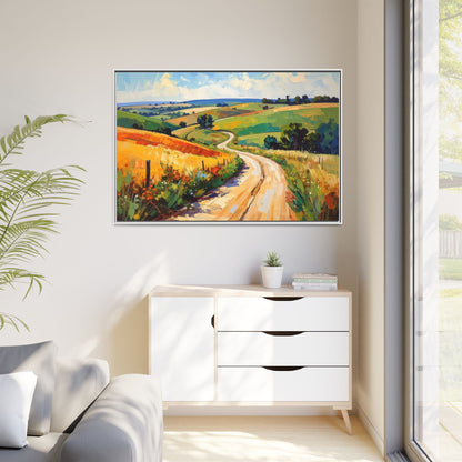 Lazy Country Road #3 - Framed Canvas