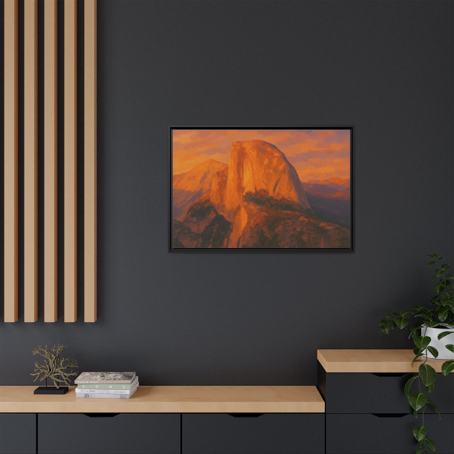 Sunset Over Half Dome - Framed Canvas
