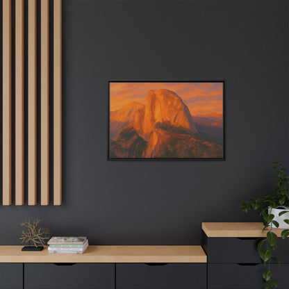 Sunset Over Half Dome - Framed Canvas
