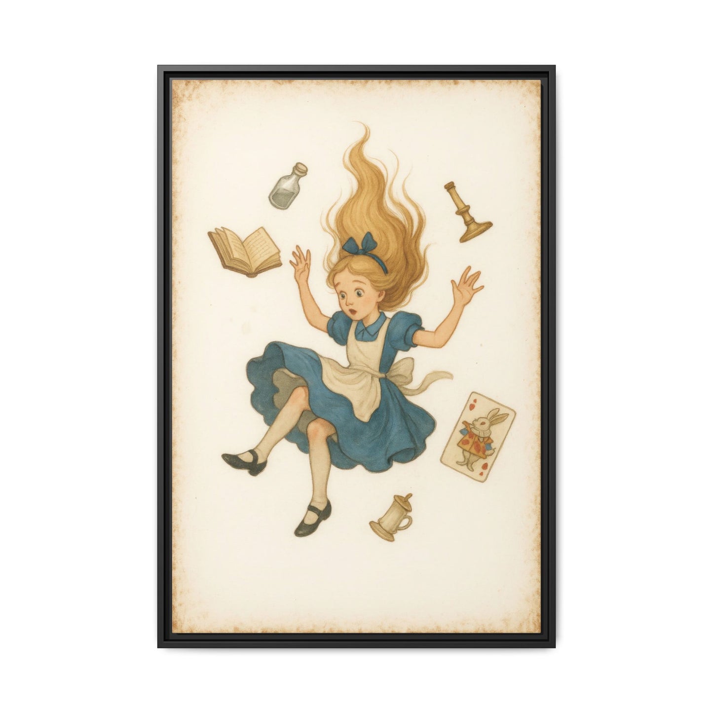 Alice Down the Rabbit Hole - Framed Canvas
