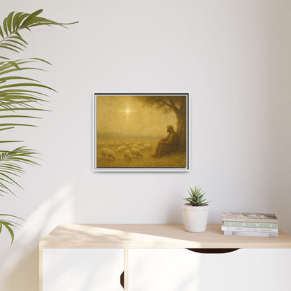 Shepherd In The Field - Framed Canvas