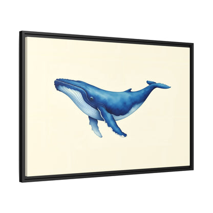 Blue Whale Watercolor - Framed Canvas