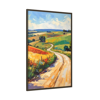 Lazy Country Road #3 - Framed Canvas