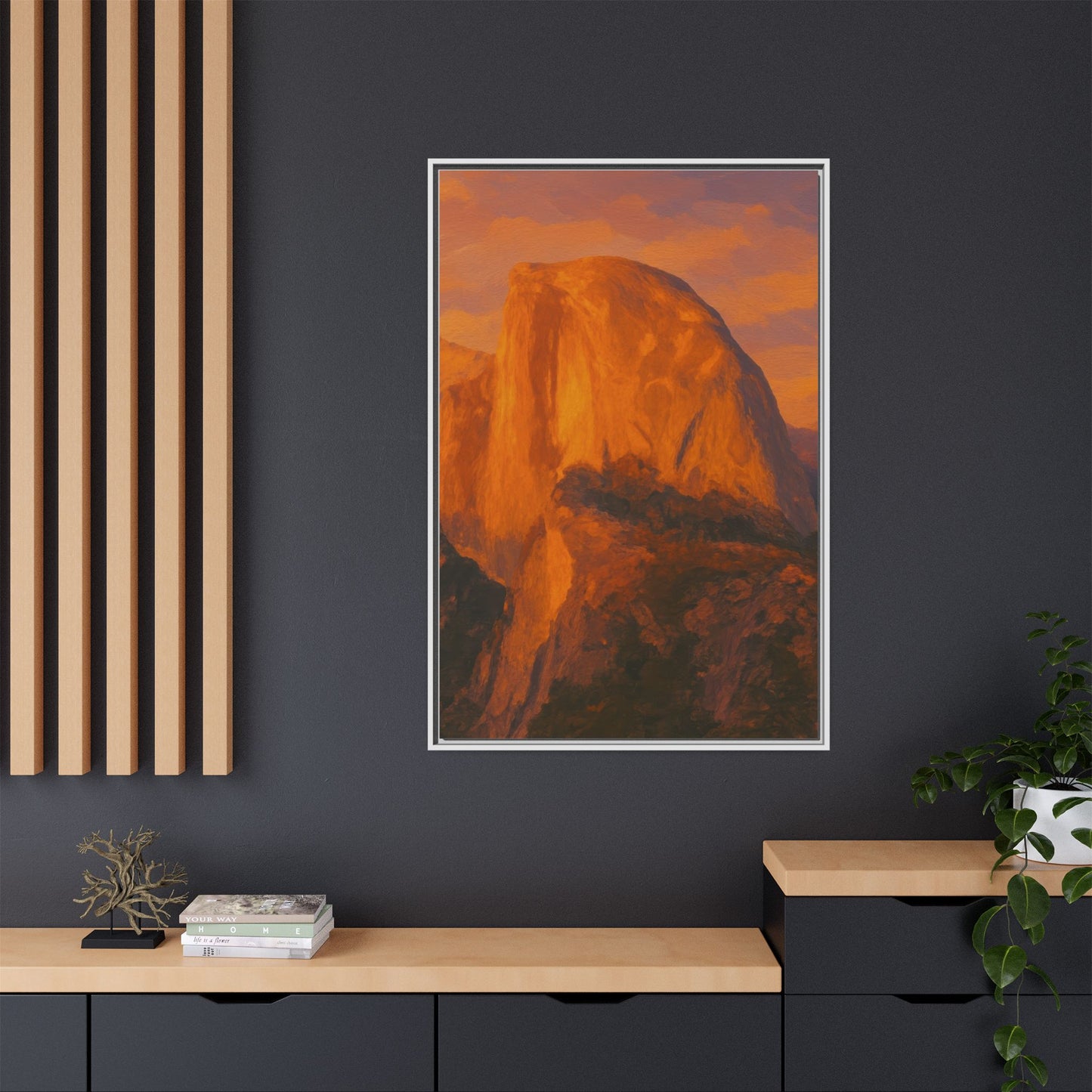 Sunset Over Half Dome - Framed Canvas