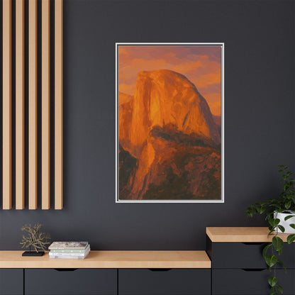 Sunset Over Half Dome - Framed Canvas
