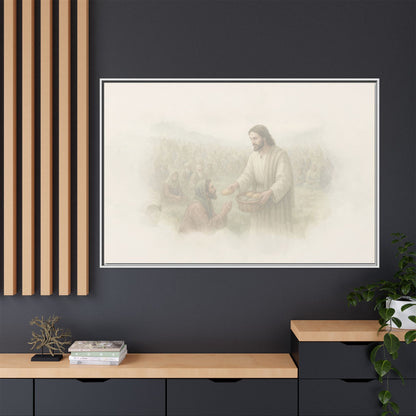 Jesus Feeds The 5,000 - Framed Canvas