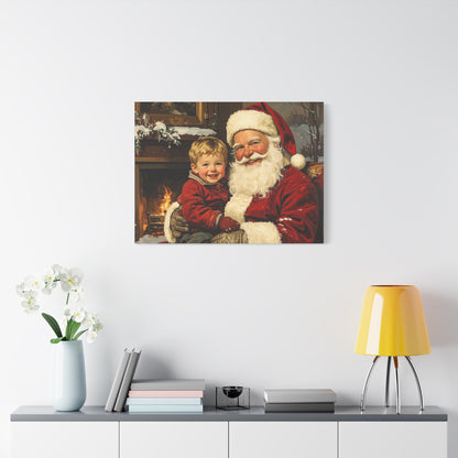 Vintage Santa with Little Boy - Canvas