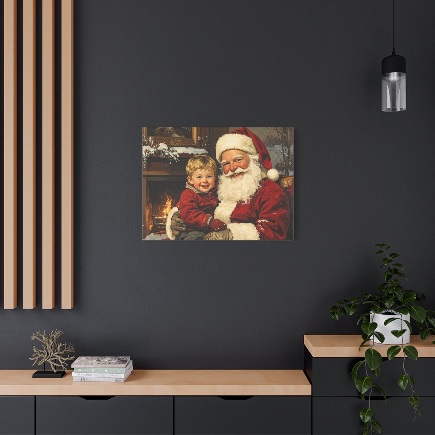 Vintage Santa with Little Boy - Canvas