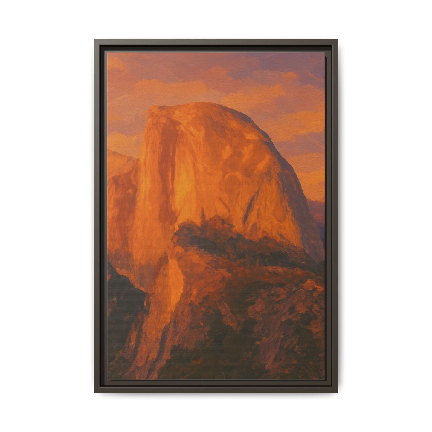 Sunset Over Half Dome - Framed Canvas