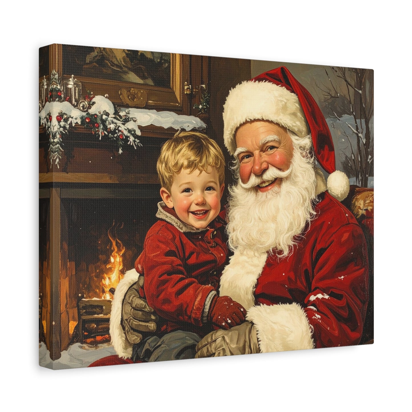 Vintage Santa with Little Boy - Canvas