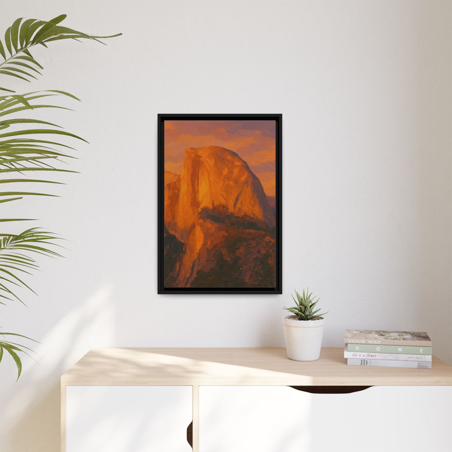 Sunset Over Half Dome - Framed Canvas
