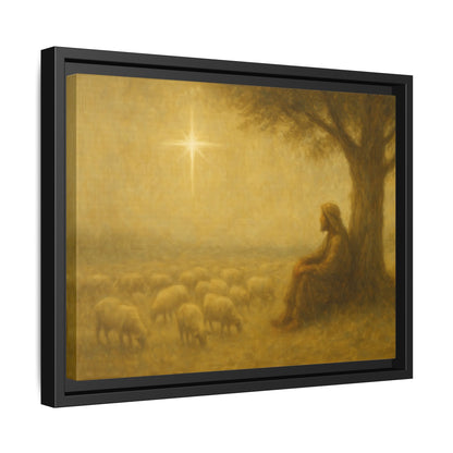 Shepherd In The Field - Framed Canvas