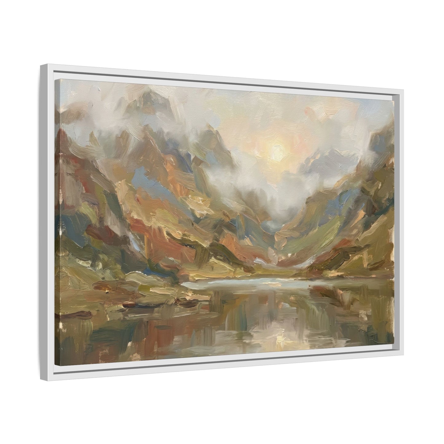 Misty Mountain Lake - Framed Canvas