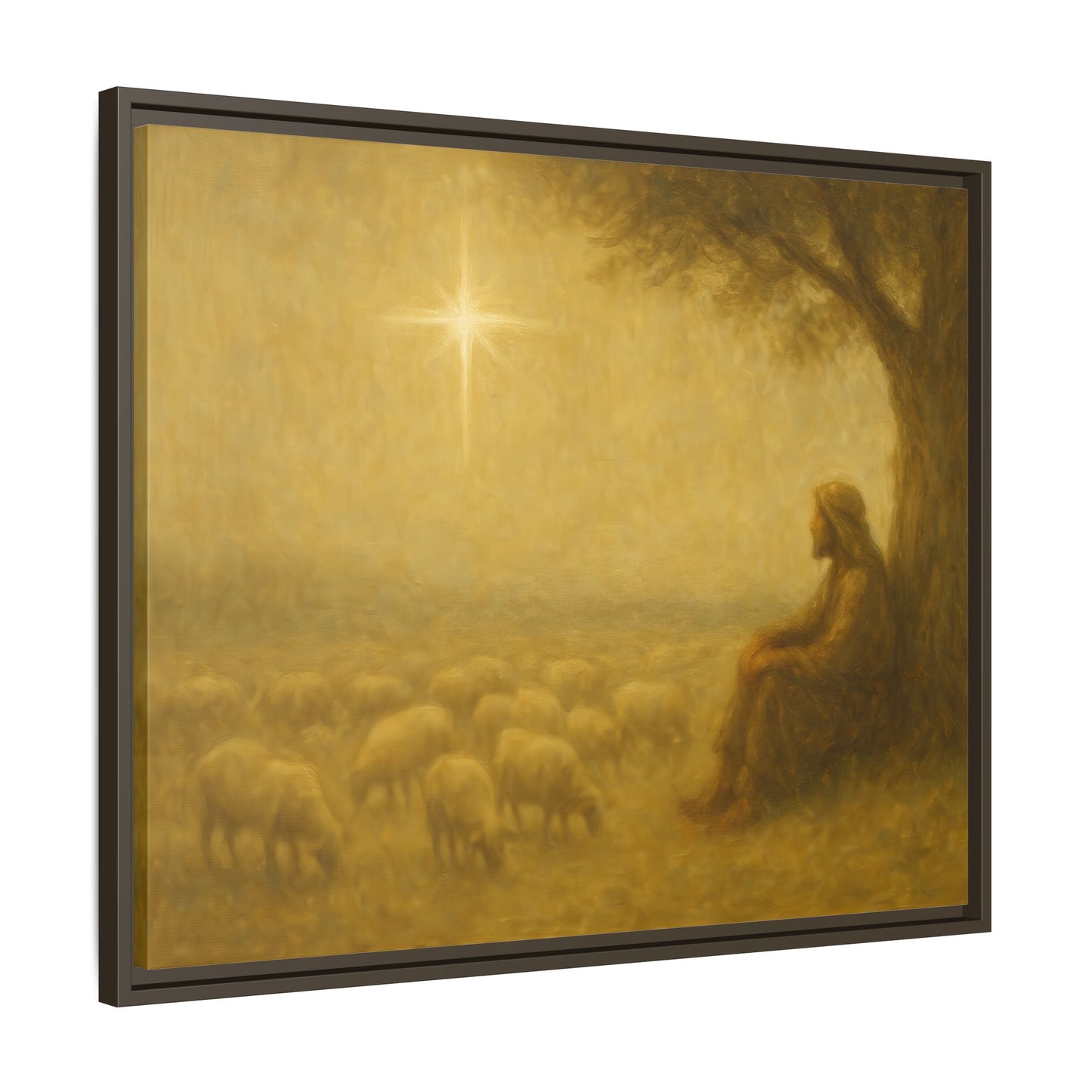 Shepherd In The Field - Framed Canvas