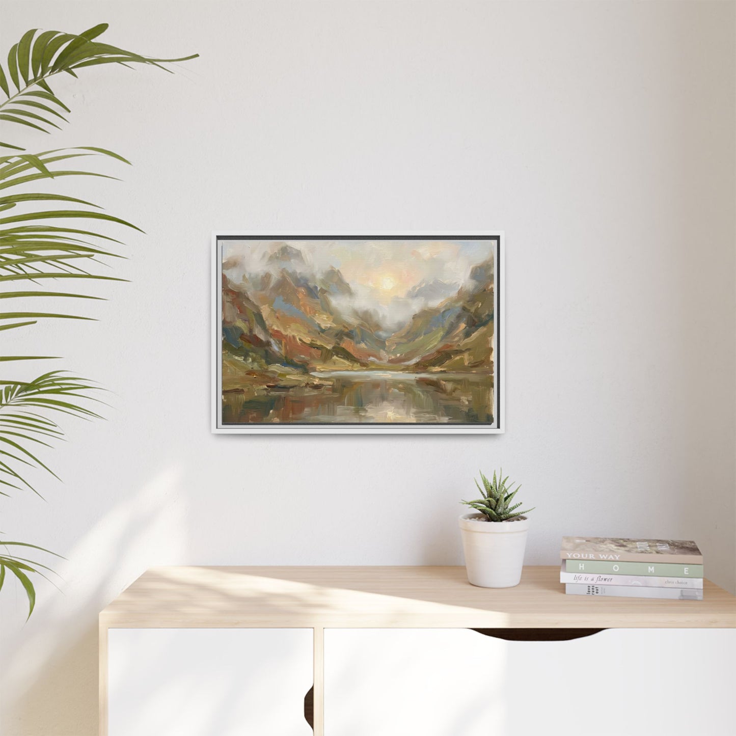 Misty Mountain Lake - Framed Canvas