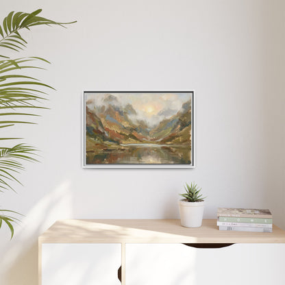 Misty Mountain Lake - Framed Canvas