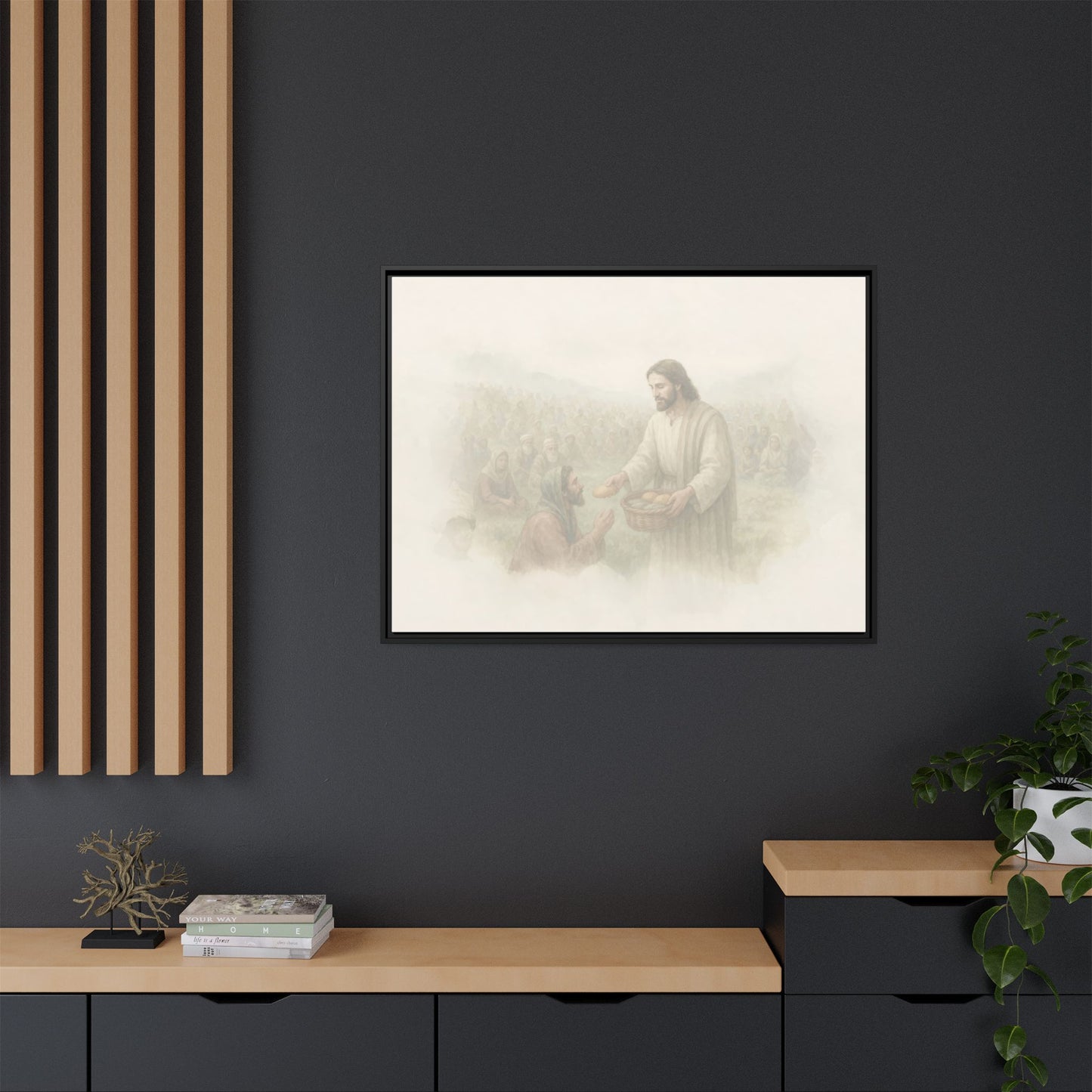 Jesus Feeds The 5,000 - Framed Canvas
