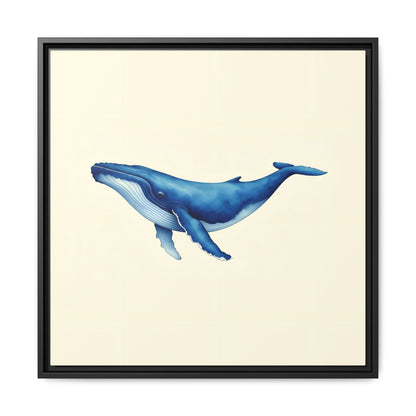 Blue Whale Watercolor - Framed Canvas