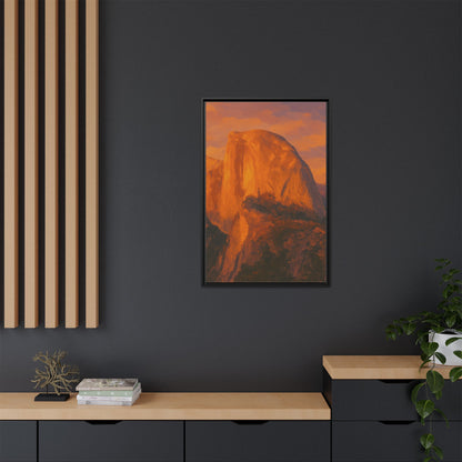Sunset Over Half Dome - Framed Canvas