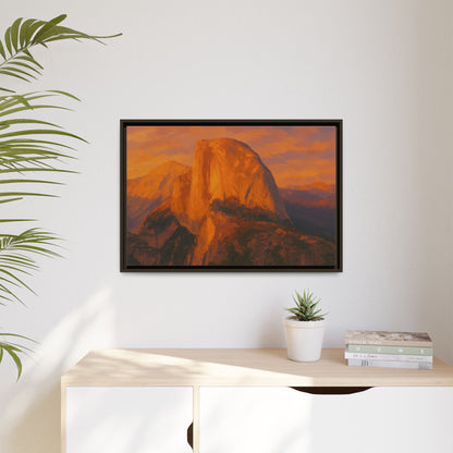 Sunset Over Half Dome - Framed Canvas