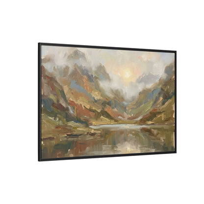 Misty Mountain Lake - Framed Canvas