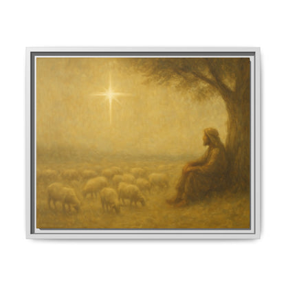 Shepherd In The Field - Framed Canvas